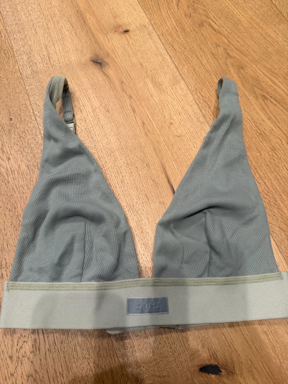 SKIMS Olive Green Ribbed Triangle Bralette
